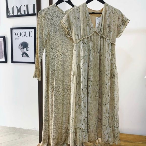 Zara Midi Dress Round Neck Long Sleeve - Picture 3 of 8